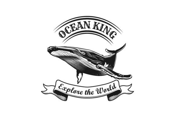 Download Stylish Emblem with Ocean King. Monochro - King Collection