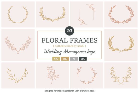 Download Hand Drawn Floral Wedding Monogram Frame - Premium Resources