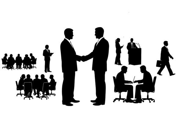 Download Business People Silhouettes Shaking Hand - King Collection
