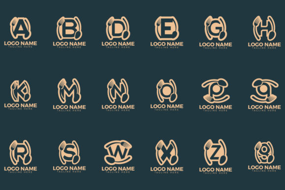 Download Restaurant with Letter Mark Logo Set - Logo set Collection