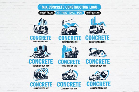 Download Construction Concrete Mix Logo Set - Logo set Collection