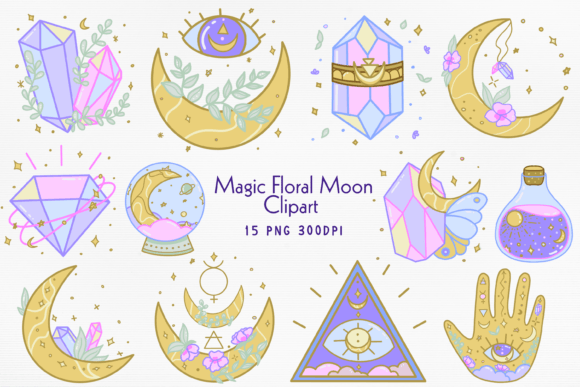 Download Magic Floral Moon Mystical PNG Bundle - Mystic Collection