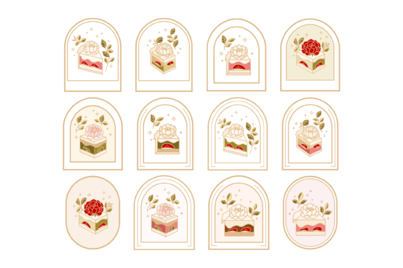 Download Cute Strawberry Cake Label &amp; Logo Set - Logo set Collection