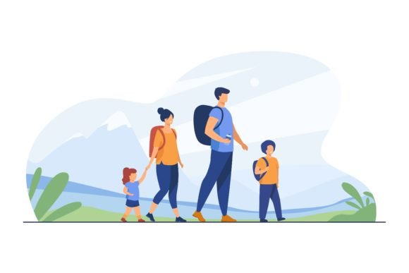 Download Happy Active Family Walking Outdoors. Co - King Collection
