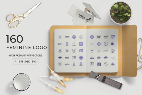 Download 160 FEMININE LOGO SET - Logo set Collection