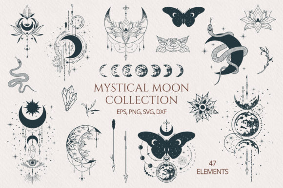 Download Hand Drawn Mystical Moon Collection - Mystic Collection