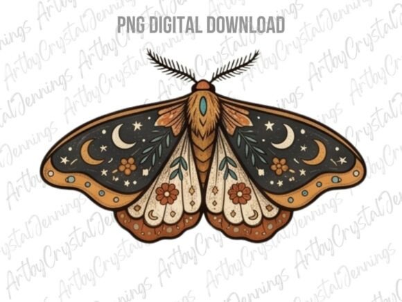 Download Mystic Boho Celestial Moth PNG - Mystic Collection